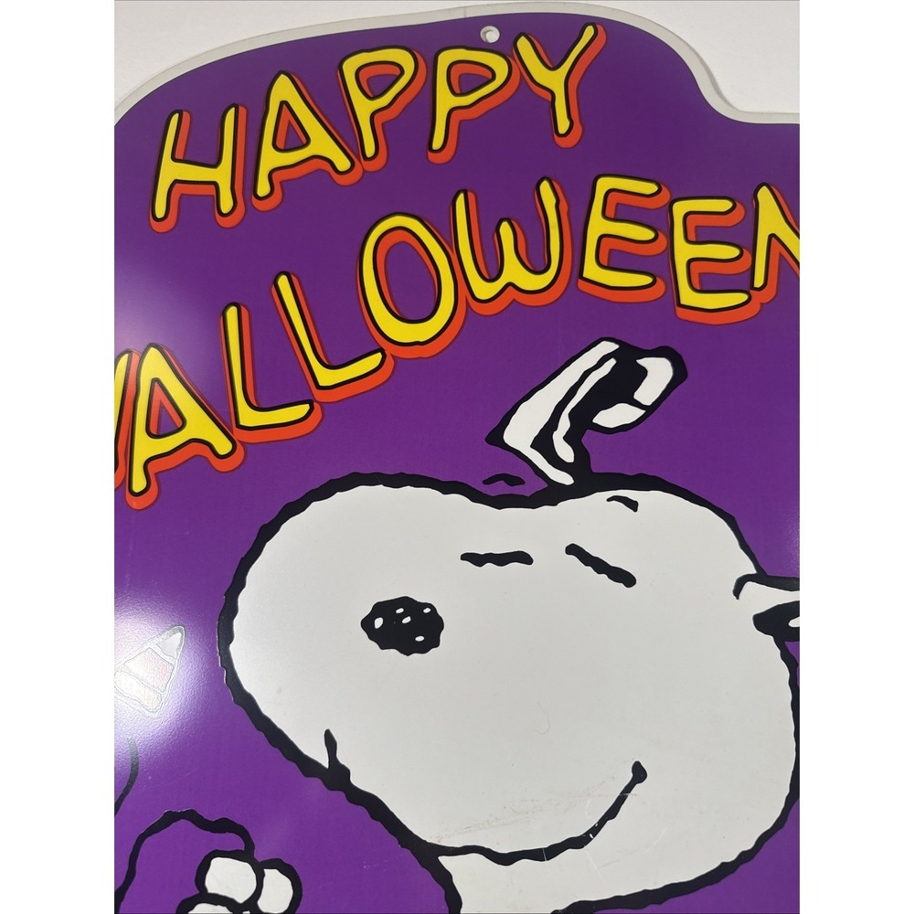 Vintage Peanuts Snoopy Happy Halloween Yard Sign 1999 Impact Plastics 26"x15" - Picture 2 of 8